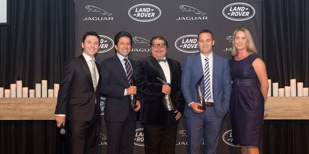 From left to right - Andrew Phillips (JLR Australia), Vince Barbagallo (Southern Land Rover), John Volcanovski (Southern Classic Jaguar), Jonathan Hardwick (Berwick Jaguar), Louise Cassidy (JLR Australia)