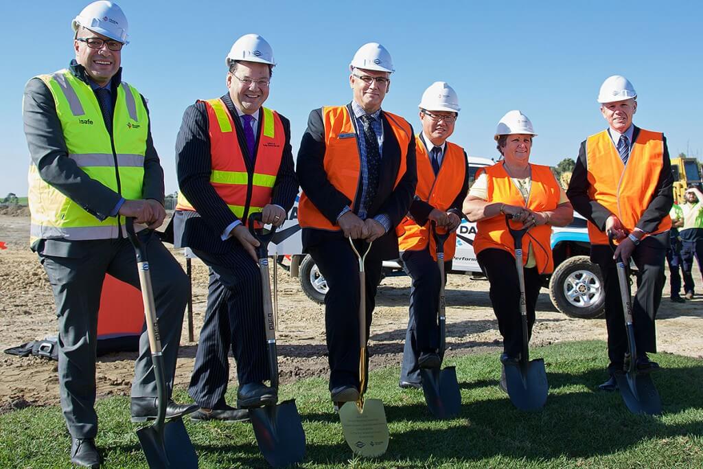 Dig it: Dana Australia executives were joined by politicians and Dandenong councillors in turning the first sod on its new facility at Keysborough.