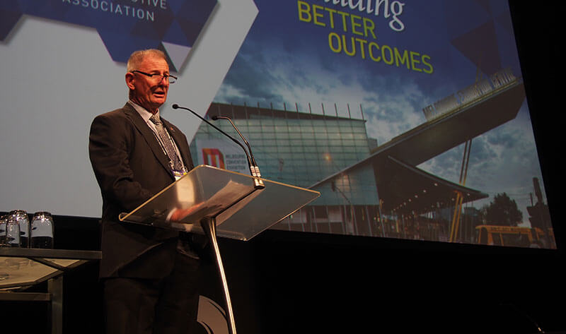 Good deal: Australian Automotive Dealer Association chairman Terry Keating addressing the convention this week. 