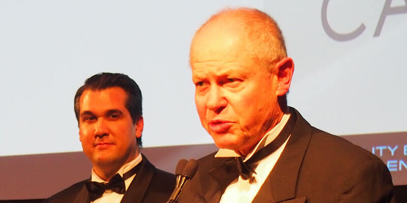 Winning feeling: Federal MP Michael Sukkar (left) and  founder and chief executive of Cap-XX Anthony Kongats at the Society of Automotive Engineers-Australasia (SAE-A) gala dinner in Melbourne. 