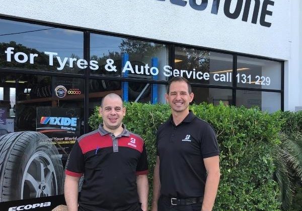Bridgestone Hendra store manager Darren Proctor and owner Caleb Sos